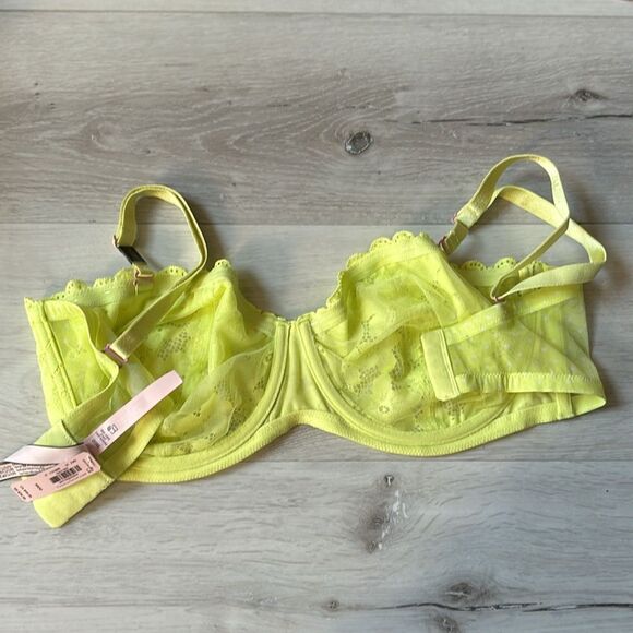 Victoria Secret lace bra Strapless or with straps Color-Bright Yellow 38DD nwt - Picture 4 of 5